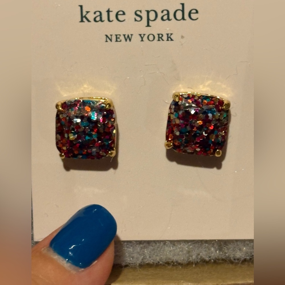 kate spade Multi-Color Glitter Square Stud Earrings